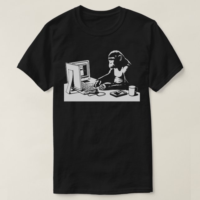 Camiseta mono en la computadora (Diseño del anverso)
