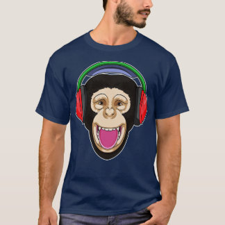 Camiseta Mono en la música con auriculares