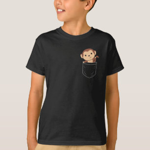 Camiseta Mono En Monos Dulces De Bolsa En Bolsillo De Mama