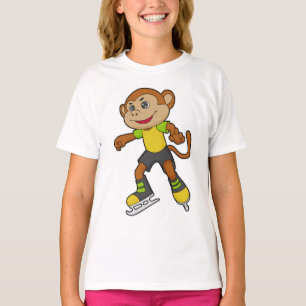 Camiseta Mono en patinaje sobre hielo con patines de hielo