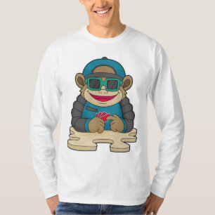 Camiseta Mono en Poker con tarjetas de póker y gafas de sol