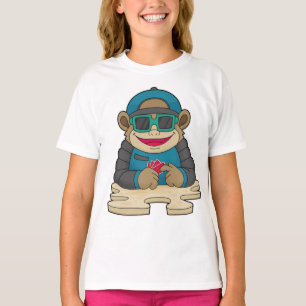 Camiseta Mono en Poker con tarjetas de póker y gafas de sol