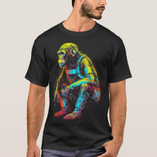 Camiseta Mono Fanatsy Chimpanzee Colorful Art Animal Mot
