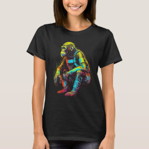 Camiseta Mono Fanatsy Chimpanzee Colorful Art Animal Mot
