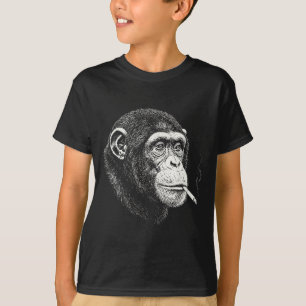 Camiseta Mono fumador divertido _ meme del simio y2k vintag