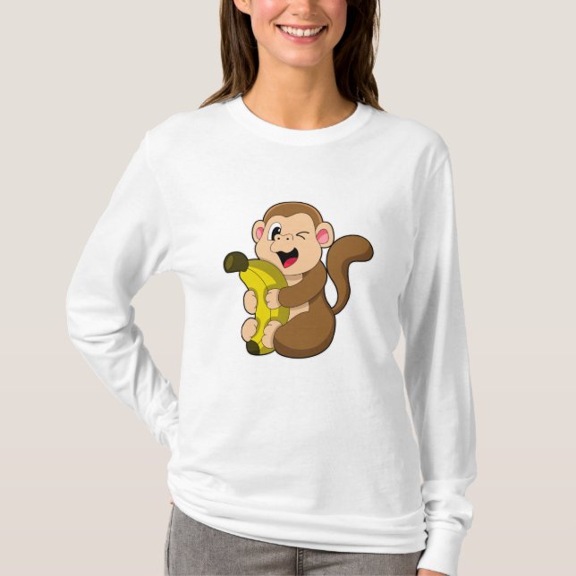 Camiseta Mono gracioso con banana (Anverso)