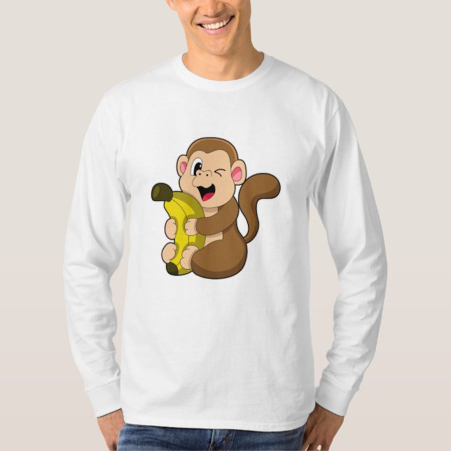 Camiseta Mono gracioso con banana (Anverso)