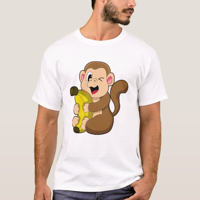 Camiseta Mono gracioso con banana (Anverso)