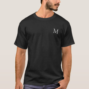 Camiseta Mono gram Moderno Elegante plantilla de color negr