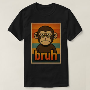 Camiseta Mono gruñón Meme “bruh” – Sarcástico Retro Diverti