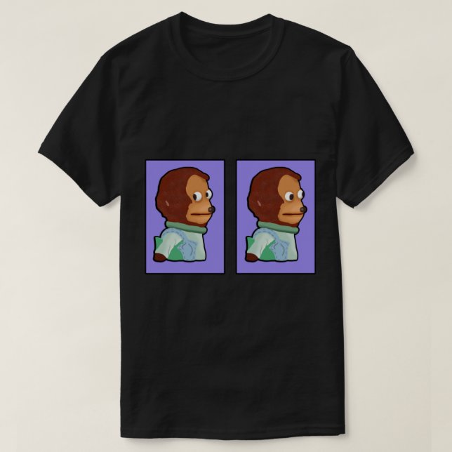 Camiseta Mono incómodo que busca un meme de marionetas (Diseño del anverso)