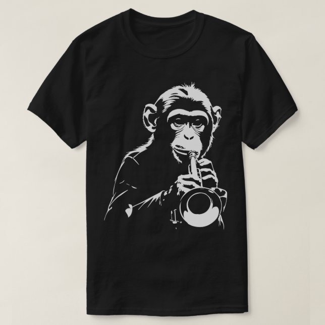 Camiseta mono jugando con la trompeta (Diseño del anverso)