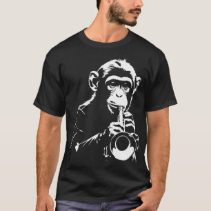 Camiseta mono jugando con la trompeta
