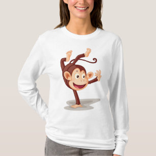 Camiseta Mono Juguetón Haciendo un Pino Animal Adorable