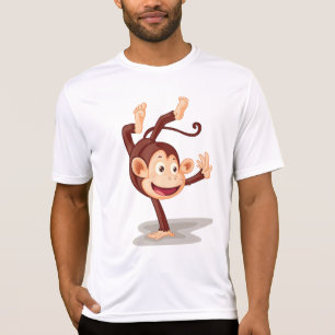 Camiseta Mono Juguetón Haciendo un Pino Animal Adorable