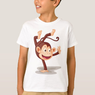 Camiseta Mono Juguetón Haciendo un Pino Animal Cute