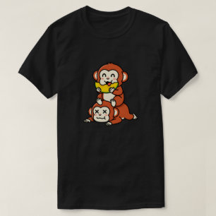 Camiseta Mono Lindo Comiendo Sandía Arte Divertido de Apila