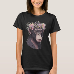 Camiseta Mono Lindo Con Corona De Flores