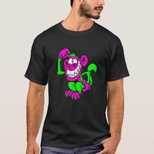 Camiseta Mono Loco Verde Rosa (Anverso)