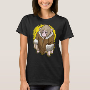 Camiseta Mono Macaco De Nieve Cubierta Con Un Meme De Abrig