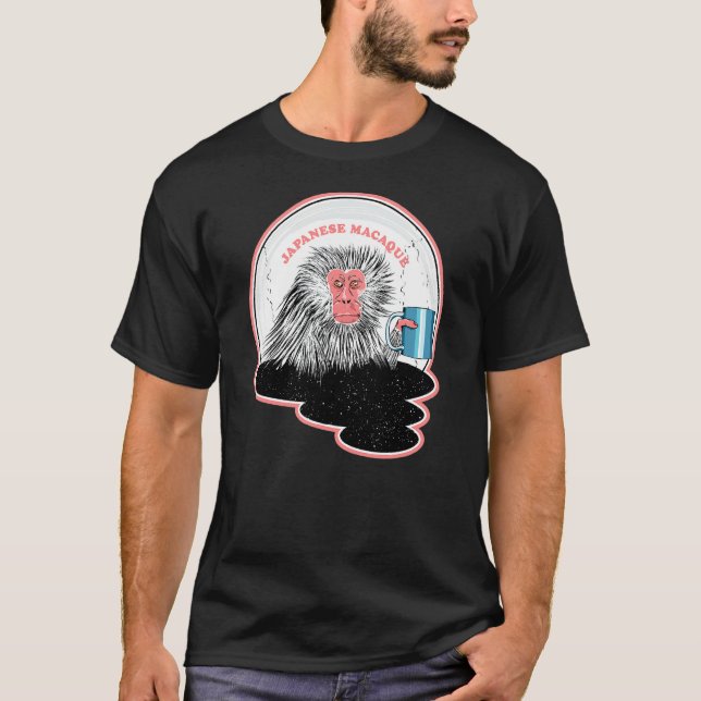 Camiseta Mono Macaco Japonés En Piscina Caliente (Anverso)