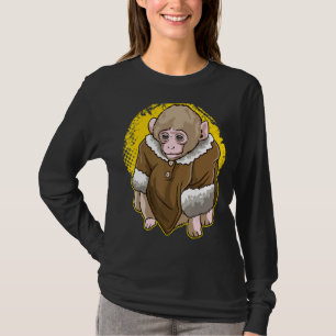 Camiseta Mono Macaque De Nieve Cubierta Con Un Meme De Abri