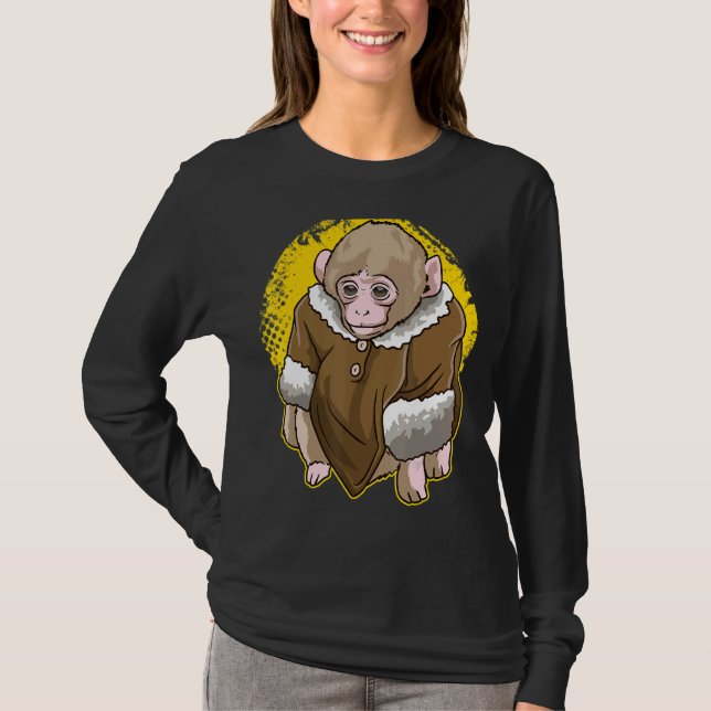 Camiseta Mono Macaque De Nieve Cubierta Con Un Meme De Abri (Anverso)