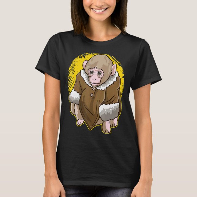 Camiseta Mono Macaque De Nieve Cubierta Con Un Meme De Abri (Anverso)