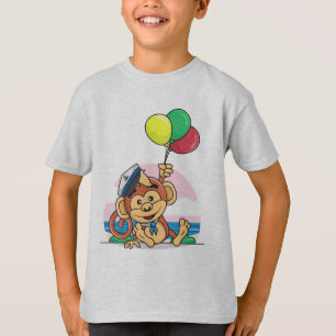 Camiseta Mono marinero con globos de colores