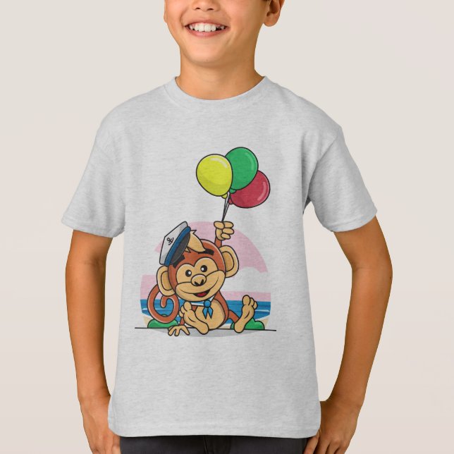 Camiseta Mono marinero con globos de colores (Anverso)