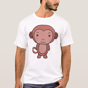 Camiseta Mono marrón lindo Kawaii animal de dibujos animado