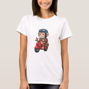 Camiseta Mono mensajero en scooter rojo retro genial