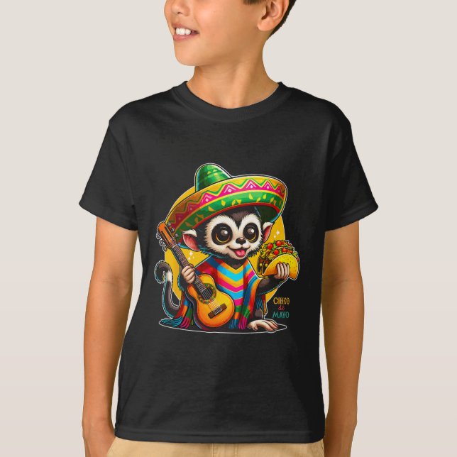 Camiseta Mono Mexicano Con Sombrero Y Poncho Cinco (Anverso)