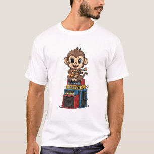 Camiseta Mono Músico de Dibujos Animados Adorables Tocando 