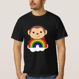 Camiseta Mono Nube De Arcoiris Cute Animales Para Niños Mon