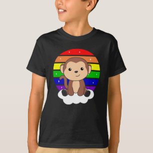 Camiseta Mono Nube De Arcoiris Cute Animales Para Niños Mon