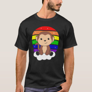Camiseta Mono Nube De Arcoiris Cute Animales Para Niños Mon