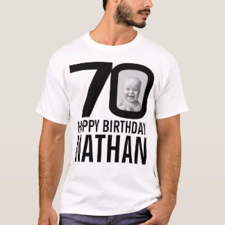 Camiseta Mono personalizado de 70 años ahora y luego nombre