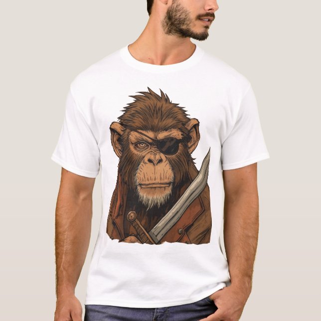 Camiseta Mono pirata con espada - Audaz arte aventurero (Anverso)