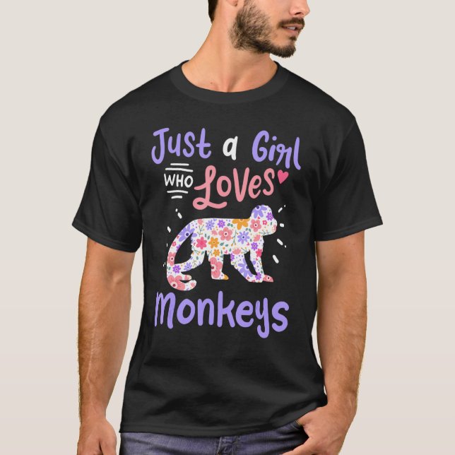 Camiseta Mono Sólo Un Chica Que Ama A Los Monos Por El Mono (Anverso)