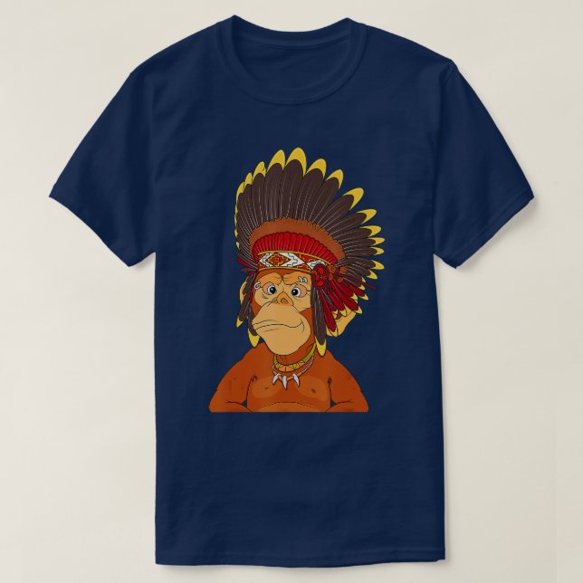 Camiseta Mono temático NFT NFT de estilo americano nativo - (Diseño del anverso)