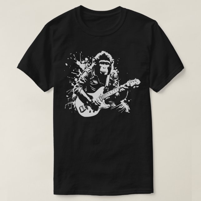 Camiseta mono toca la guitarra (Diseño del anverso)