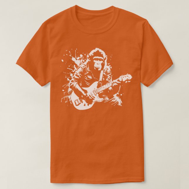 Camiseta mono toca la guitarra (Diseño del anverso)