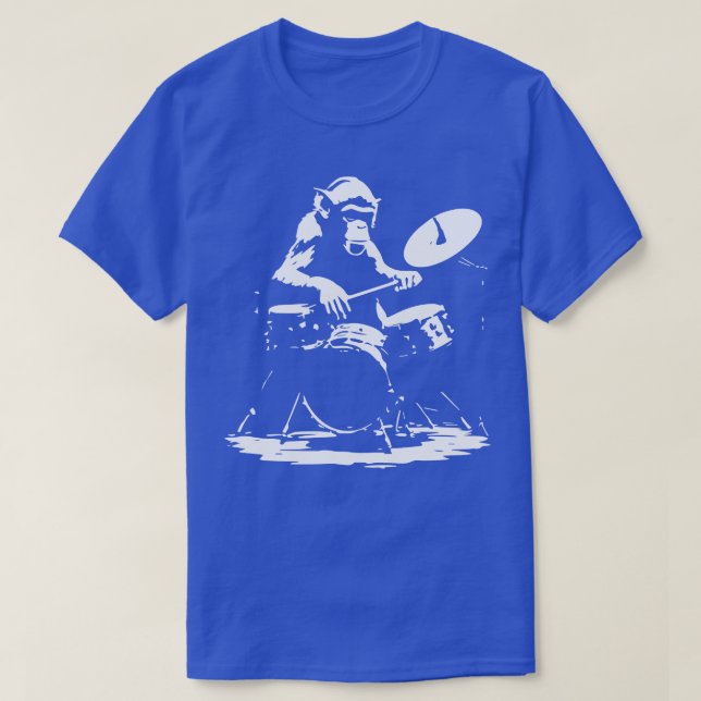 Camiseta mono tocando en los tambores (Diseño del anverso)