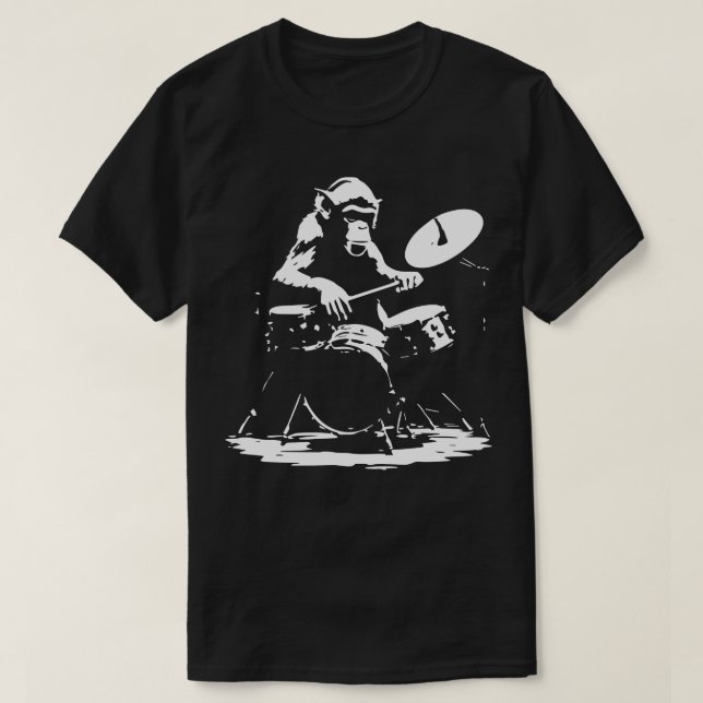 Camiseta mono tocando en los tambores (Diseño del anverso)
