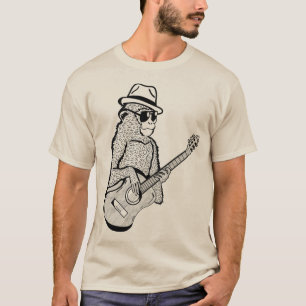 Camiseta Mono Tocando Un Animal De Guitarra