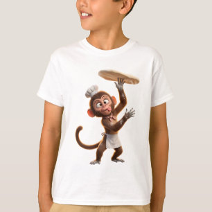 Camiseta Mono travieso Chef Lanzando Masa de Pizza 3D Ren