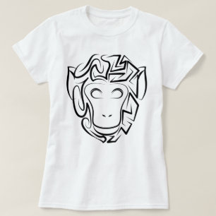 Camiseta Mono tribal blanco y negro