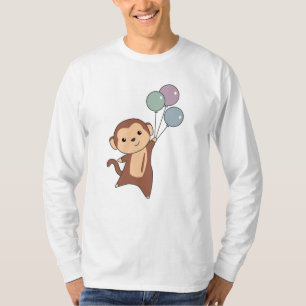 Camiseta Mono vuela Con Globos Arriba Dulce