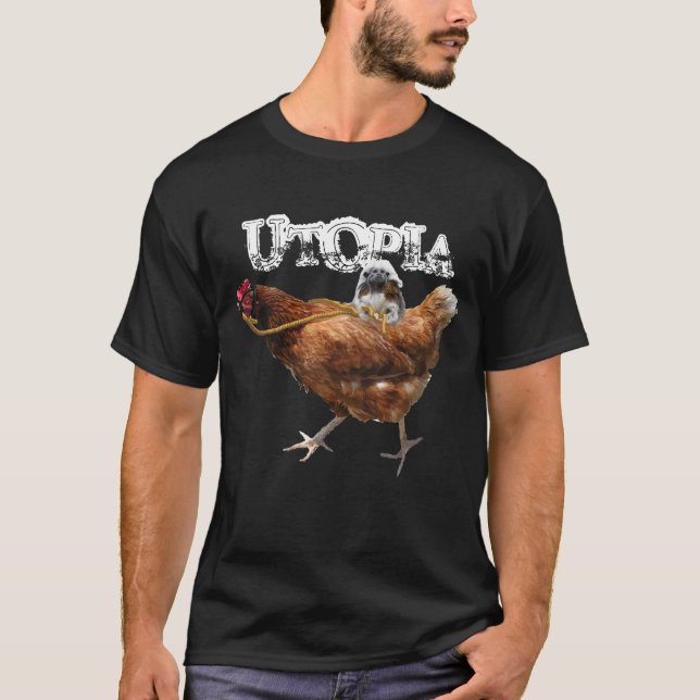 Camiseta mono y pollo, UTOPÍA (Anverso)